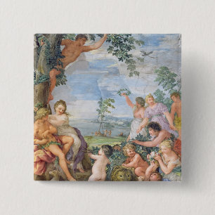 De Gouden Eeuw (fresco) Vierkante Button 5,1 Cm