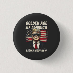 De Gouden Eeuw van Amerika begint nu Trump 4e Ronde Button 3,2 Cm