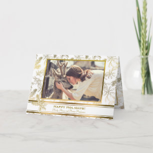 De gouden Elegantie Gegraveerde Foto van de Douane Feestdagen Kaart