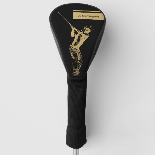De gouden golfer golfheadcover (Voorkant)