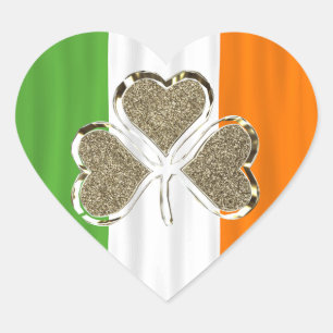 De gouden Ierse Vlag Elegant Ierland van de Klaver Hart Sticker
