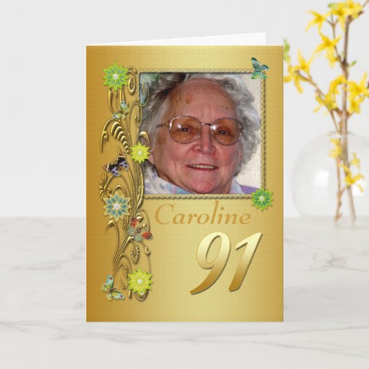 De gouden Kaart van de Verjaardag van de Foto van (Gele Bloem)