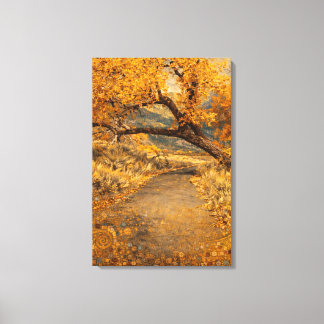 De gouden pad geïnspireerd door Klimt Canvas Afdruk