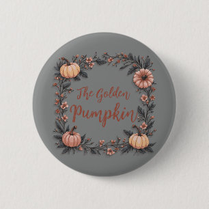 De gouden pompoen ronde button 5,7 cm