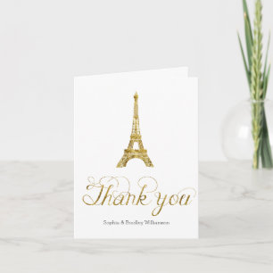 De gouden Toren van Eiffel dankt u Bedankkaart