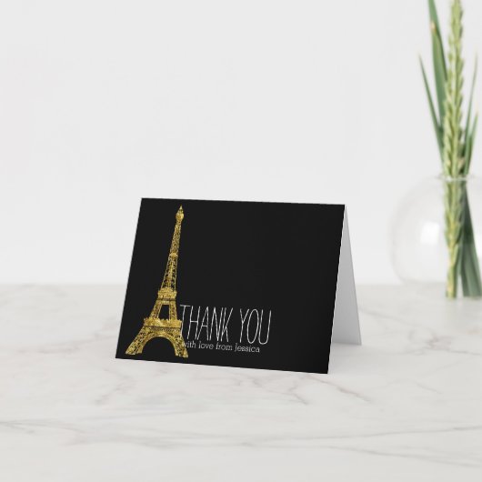 De gouden Toren van Glam Eiffel dankt u Bedankkaart (Voorkant)