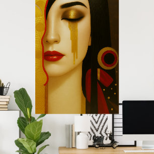 De gouden tranen van Freya met donker haar Poster