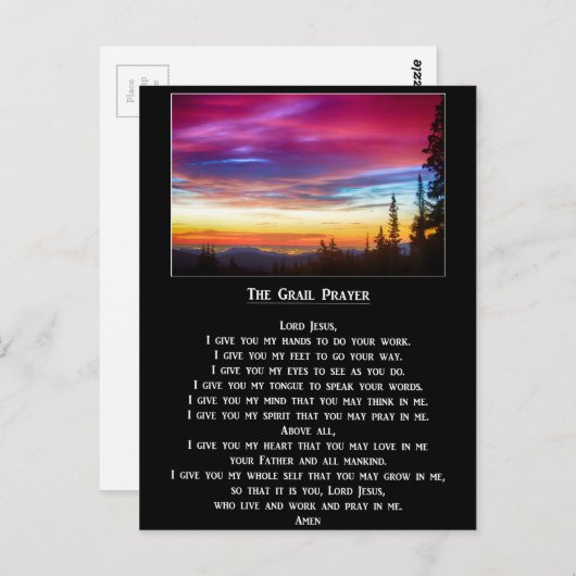 De graal Prayer Briefkaart (Voorkant / Achterkant)