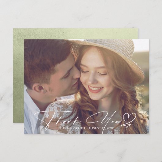 De Gradiënt van de waterverf Dank u Groene ID786 S Aankondigingskaart (Voorkant / Achterkant)