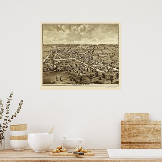 De Graff, OH Panoramic Map - 1875 Poster (Keuken)