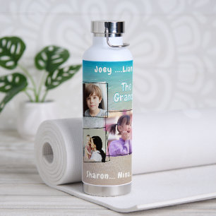 De Grands Zeven Foto's Met Namen Strand Scene Waterfles
