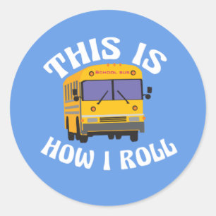 De grappige Buschauffeur van de School Zo rol ik Ronde Sticker