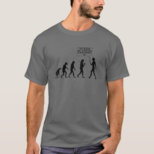 De grappige evolutie van het Man gaat terug.. we h T-shirt (Voorkant)