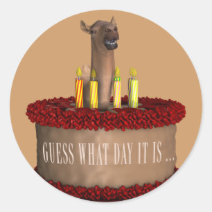 De grappige Gelukkige Kameel van de Verjaardag Ronde Sticker