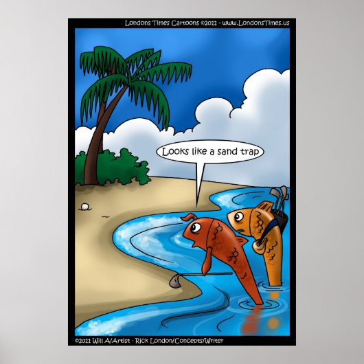 De Grappige Golfvis Poster Prints (Voorkant)