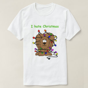 De grappige Hond verwarde Lichten ik Kerstmis haat T-shirt