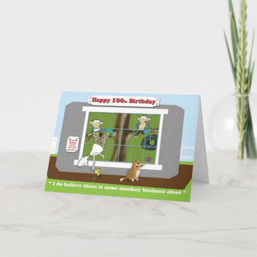 de grappige kaart aap bedrijfs 100ste van de (Voorkant)