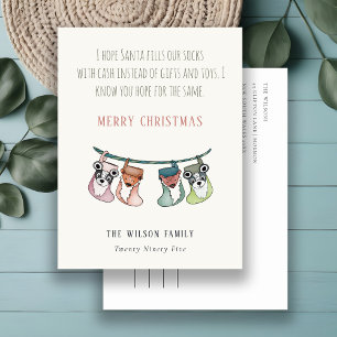 De grappige kerstman vult de kast met een cashKers Feestdagenkaart