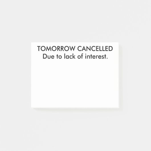 De grappige morgen wordt geannuleerd na zijn komst post-it® notes (Voorkant)