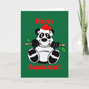 De grappige Panda van Kerstmis draagt Feestdagen Kaart