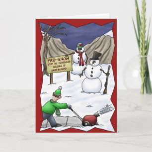De grappige Sneeuwmannen protesteren de Kerstkaart Feestdagen Kaart