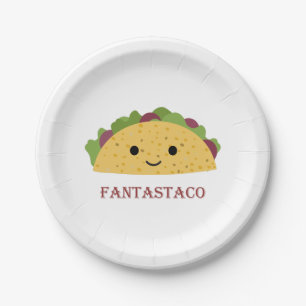De grappige Taco Kawaii van de Woordspeling van de Papieren Bordje