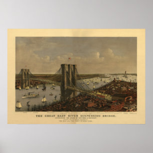 De Great East River Suspension Bridge Poster