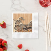 De Great Hokusai Wave Bamboo Wood Grain Style Servetten (Insitu)
