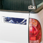 De Great Hokusai Wave Carbon Style Bumpersticker (Op Truck)