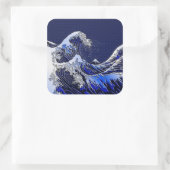 De Great Hokusai Wave Carbon Style Vierkante Sticker (Tas)