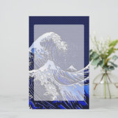De Great Hokusai Wave Chrome Carbon ziet er uit Briefpapier (Staand voorkant)