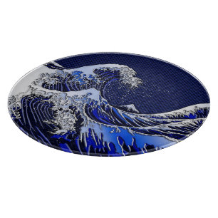 De Great Hokusai Wave Chrome Carbon ziet er uit Snijplank