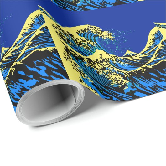 De Great Hokusai Wave in Blue Pop Art Style Cadeaupapier (Rol Hoek)