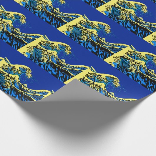 De Great Hokusai Wave in Blue Pop Art Style Cadeaupapier (Hoek)