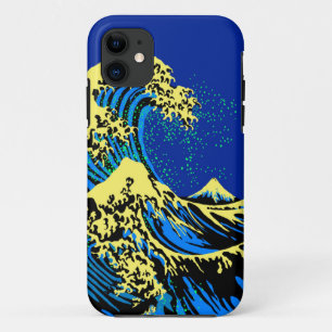 De Great Hokusai Wave in Blue Yellow Pop Style iPhone 11 Hoesje