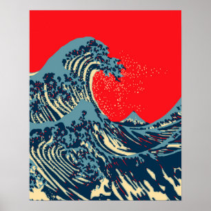 De Great Hokusai Wave in Hope Art Style Poster