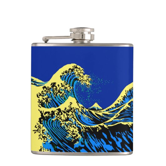De Great Hokusai Wave in Pop Art Style Accent Heupfles (Voorkant)