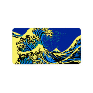 De Great Hokusai Wave in Pop Art Style Decor Etiket