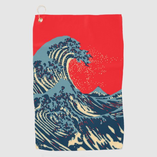 De Great Hokusai Wave in Vibrant Pop Style Golfhanddoek (Voorkant)