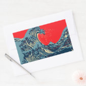 De Great Hokusai Wave in Vibrant Style Rechthoekige Sticker (Envelop)