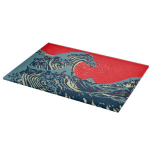 De Great Hokusai Wave in Vibrant Style Snijplank