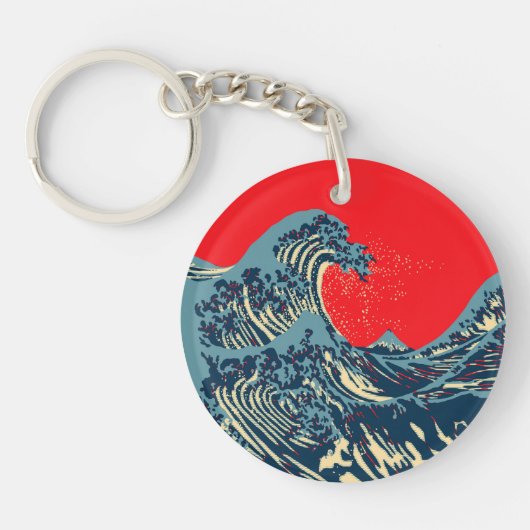 De Great Hokusai Wave Pop Decor Sleutelhanger (Voorkant)