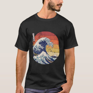 De Great Wave Kanagawa Hokusai Japanse Retro-Manne T-shirt