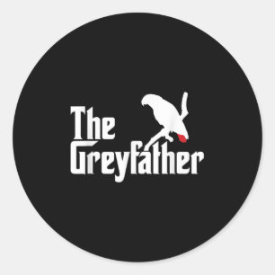 De Greyfather Grappige Afrikaanse grijze papegaai Ronde Sticker