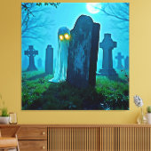 De griezelige glimp van Graveyard Ghost Canvas Afdruk (Insitu (Woonkamer))
