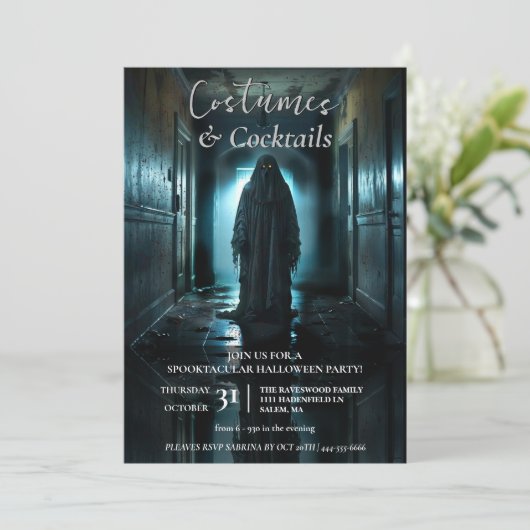 De griezelige vreemdeling Halloween Party Kaart (Staand voorkant)