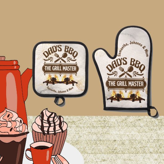 De Grill Master Dad's BBQ Vaderdag Keuken Ovenwant & Pannenlap Set