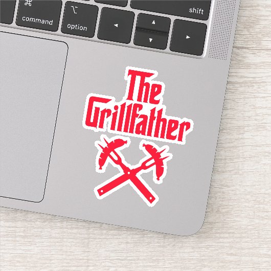 De Grillfather met hete honden Sticker (Detail)