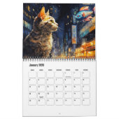 De grillige geïllustreerde kattenkalender kalender (Jan 2026)
