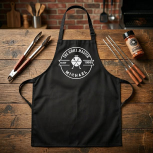 De Grillmaster Gevestigd Jaar Aangepaste Naam Schort